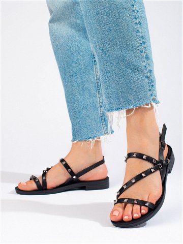 Designové dámské černé sandály bez podpatku 38