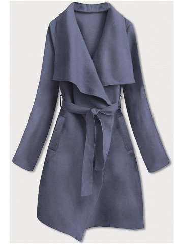 Šedomodrý dámský minimalistický kabát 747ART odcienie niebieskiego ONE SIZE