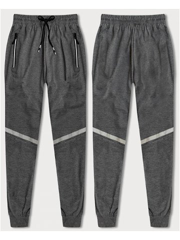 Šedé pánské teplákové kalhoty s reflexními prvky 8K189-5 odcienie szarości XXL