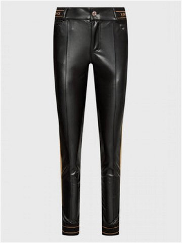 Ermanno Firenze Kalhoty z imitace kůže P008ES2 Černá Slim Fit