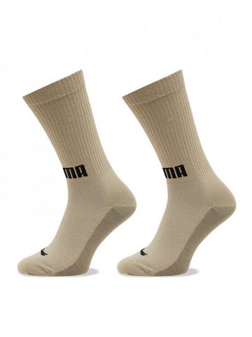 Puma Sada 2 párů pánských vysokých ponožek Men Front Logo Crew 2P 938010 Béžová