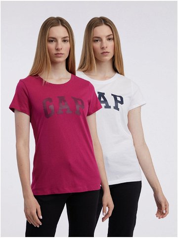 Sada dvou dámských triček v tmavě růžové a bílé barvě GAP
