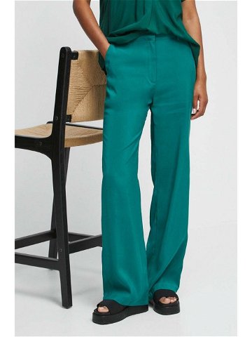 Kalhoty Medicine dámské zelená barva široké medium waist