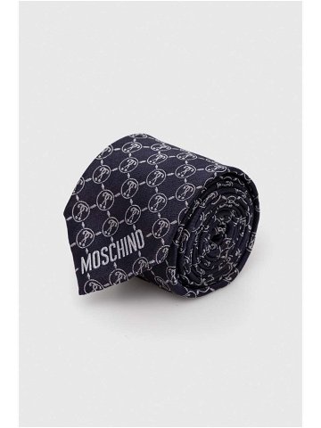 Hedvábná kravata Moschino tmavomodrá barva M5725 55061