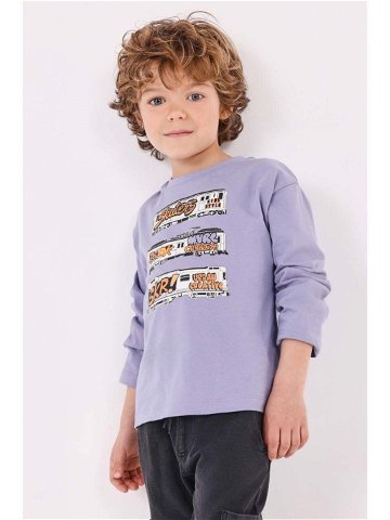 Dětská bavlněná košile s dlouhým rukávem Mayoral 2-pack fialová barva s potiskem