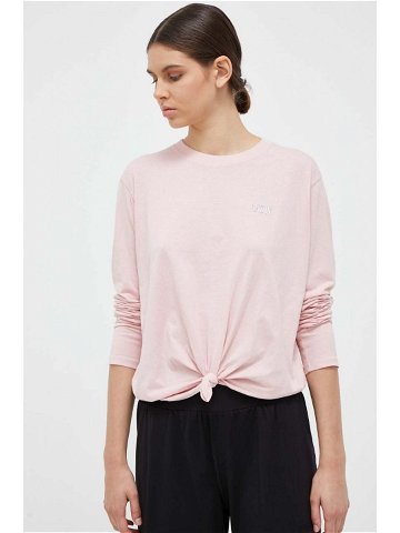 Bavlněné tričko s dlouhým rukávem Dkny růžová barva DP3T9061