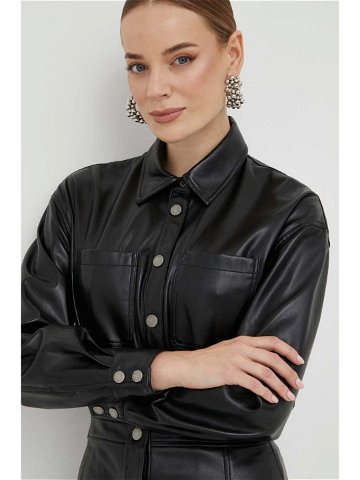 Košile Guess dámská černá barva relaxed s klasickým límcem