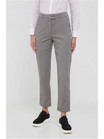 Kalhoty United Colors of Benetton dámské šedá barva jednoduché high waist