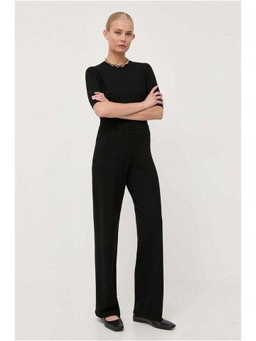 Kalhoty Max Mara Leisure dámské černá barva jednoduché high waist