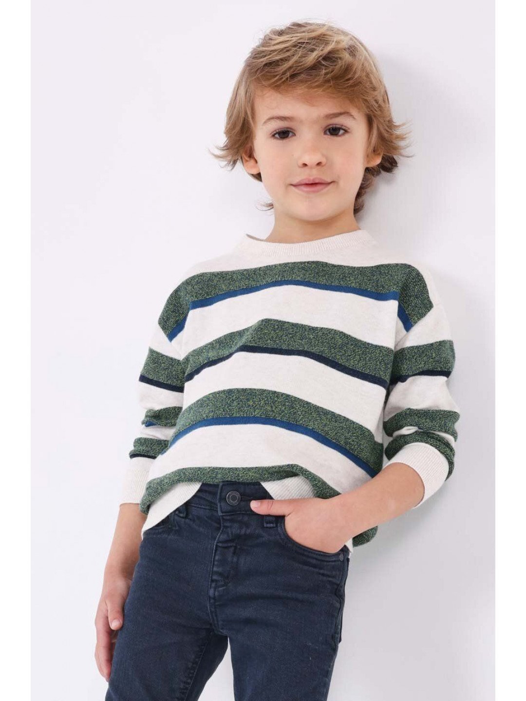 Dětský svetr s příměsí vlny Mayoral zelená barva lehký