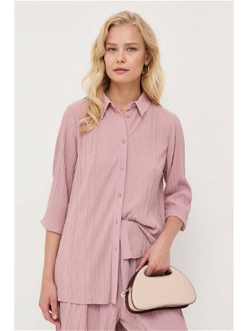 Košile Max Mara Leisure dámská růžová barva regular s klasickým límcem