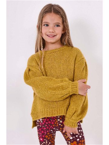 Dětský svetr s příměsí vlny Mayoral žlutá barva hřejivý