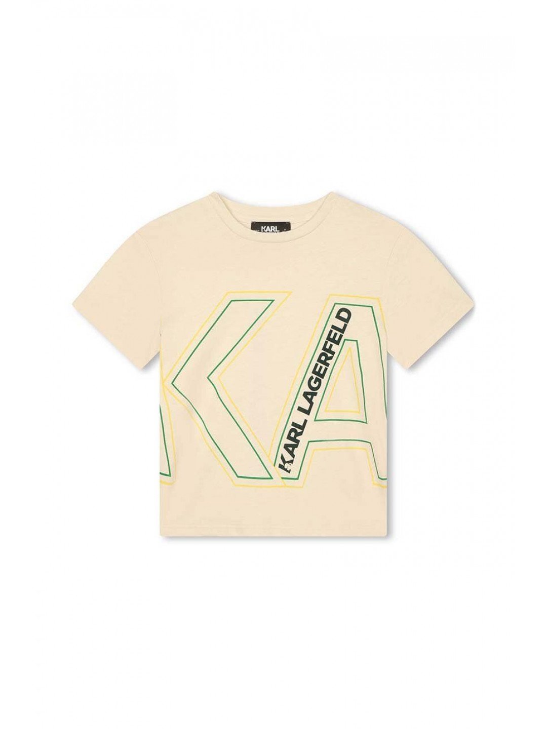 Dětské bavlněné tričko Karl Lagerfeld béžová barva s potiskem