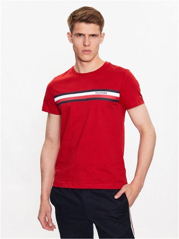 Tommy Hilfiger T-Shirt Monotype Chest Stripe MW0MW32119 Červená Slim Fit
