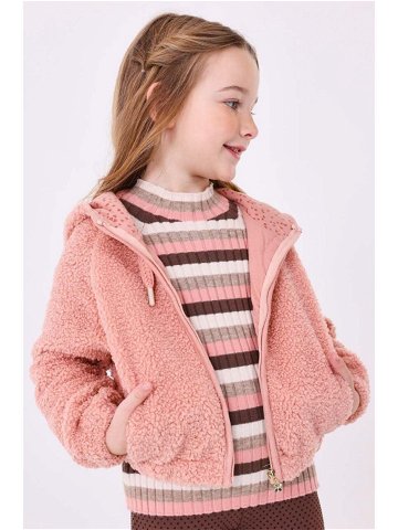 Dětská mikina Mayoral růžová barva s kapucí hladká