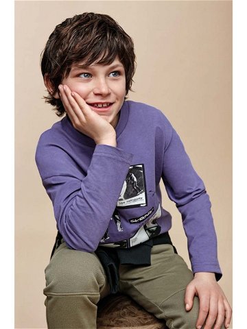 Dětské bavlněné tričko s dlouhým rukávem Mayoral fialová barva s potiskem