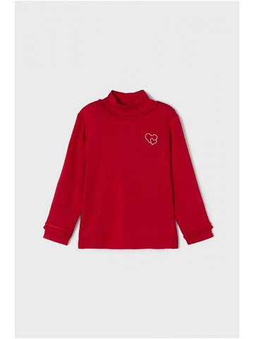 Dětské tričko s dlouhým rukávem Mayoral červená barva s pologolfem