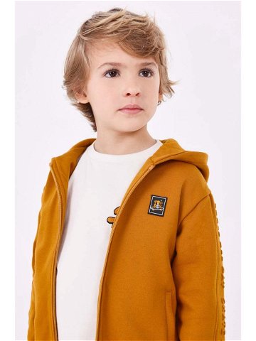 Dětská mikina Mayoral oranžová barva s kapucí hladká