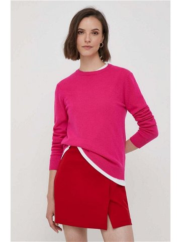 Vlněný svetr United Colors of Benetton dámský růžová barva lehký