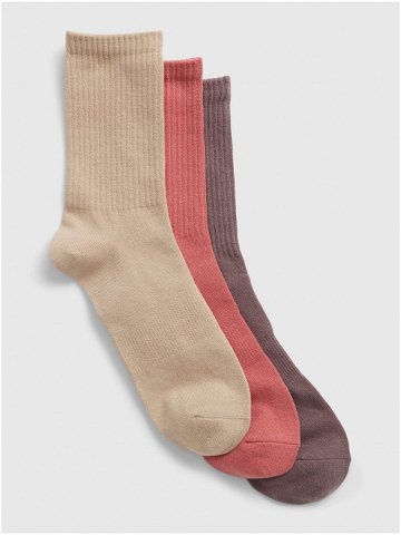 Sada tří párů pánských ponožek v béžové korálové a hnědé barvě GAP