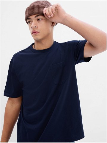 Tmavě modré pánské basic tričko s kapsičkou GAP
