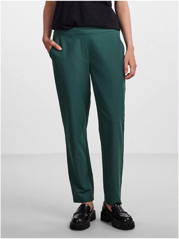 Tmavě zelené dámské kalhoty Pieces Boss