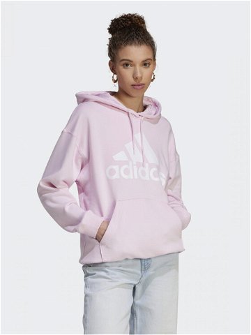 Adidas Mikina Essentials Big Logo Oversized French Terry Hoodie IL3319 Růžová Loose Fit
