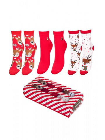 Dámské ponožky Milena Vánoční sada krabička A 3 mix barev-mix designu 37-41