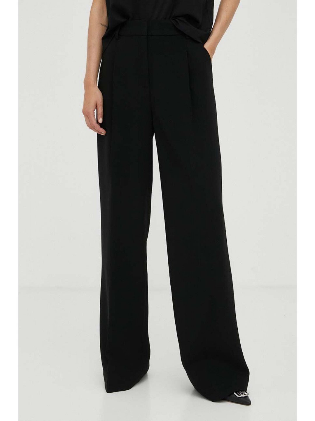 Kalhoty MICHAEL Michael Kors dámské černá barva jednoduché high waist