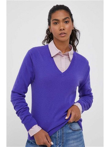 Vlněný svetr United Colors of Benetton dámský fialová barva lehký