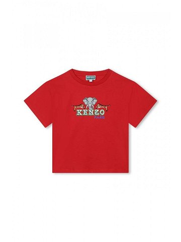 Dětské bavlněné tričko Kenzo Kids červená barva s potiskem