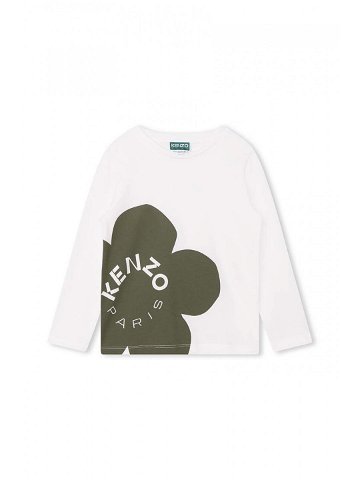 Dětské bavlněné tričko s dlouhým rukávem Kenzo Kids bílá barva s potiskem