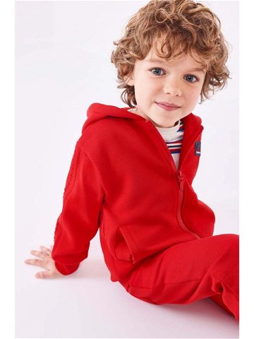Dětská mikina Mayoral červená barva s kapucí hladká