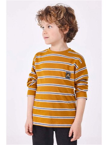 Dětské bavlněné tričko s dlouhým rukávem Mayoral oranžová barva