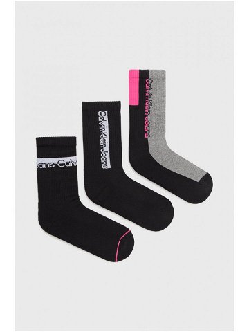 Ponožky Calvin Klein Jeans 3-pak dámské černá barva