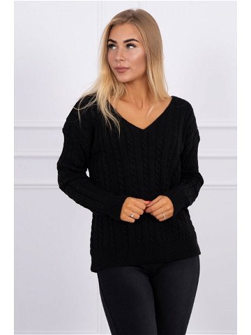 Pletený svetr s véčkovým výstřihem černý UNI