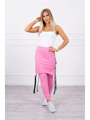 Kalhoty oblek s nápisem selfie světle růžový UNI