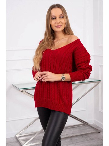 Pletený svetr s výstřihem do V červený UNI