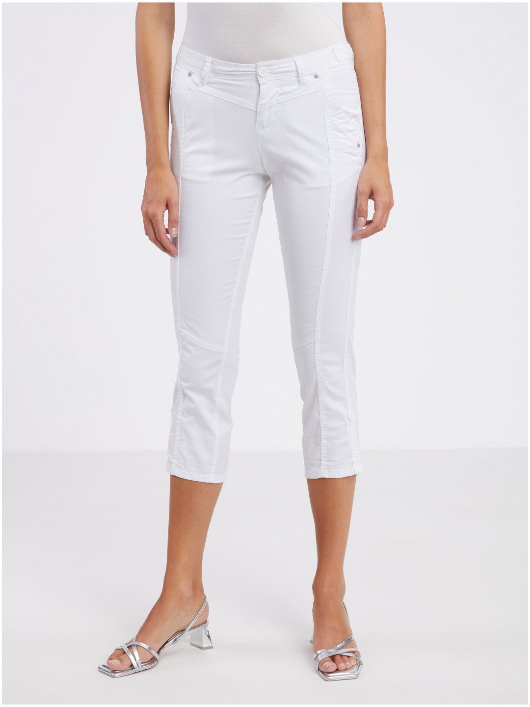 Bílé dámské tříčtvrteční kalhoty CAMAIEU