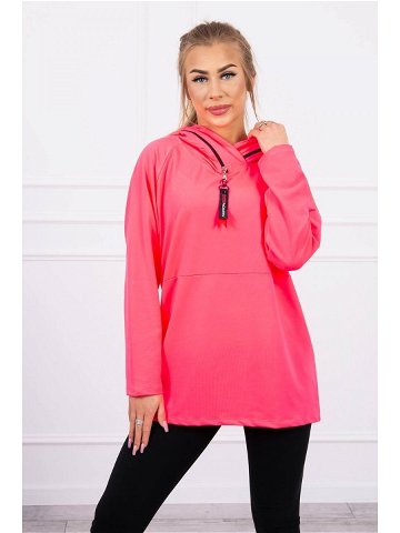 Tunika na zip s kapucí Oversize pink neon UNI