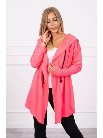Volná bunda s kapucí růžová neonová UNI
