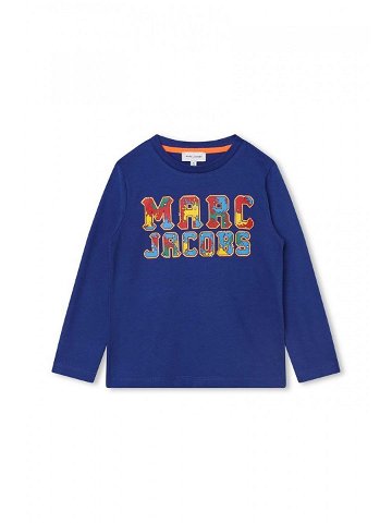 Dětská bavlněná košile s dlouhým rukávem Marc Jacobs tmavomodrá barva s potiskem