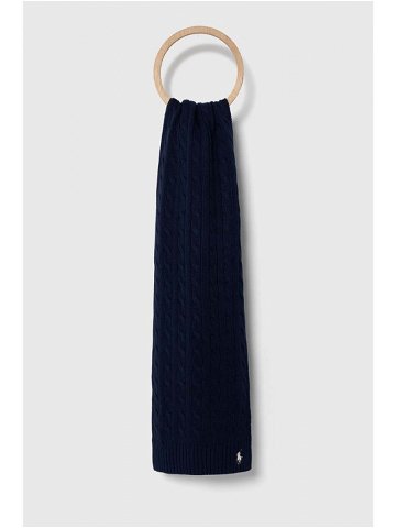 Bavlněný šátek Polo Ralph Lauren tmavomodrá barva hladký
