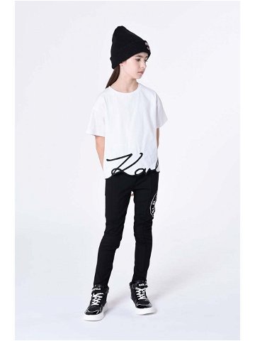 Dětské tepláky Karl Lagerfeld černá barva s potiskem