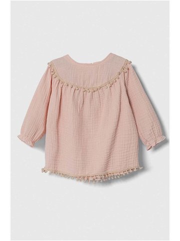 Dětské bavlněné šaty Jamiks růžová barva midi