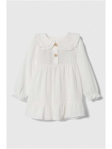 Dětské bavlněné šaty Jamiks bílá barva midi