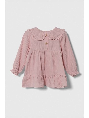 Dětské bavlněné šaty Jamiks růžová barva midi