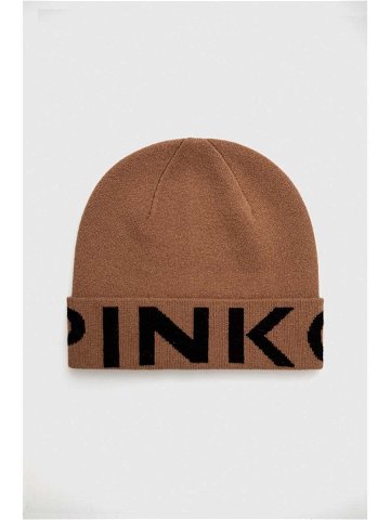 Čepice Pinko hnědá barva z tenké pleteniny 101507 A101