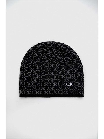 Čepice s příměsí kašmíru Calvin Klein černá barva z tenké pleteniny