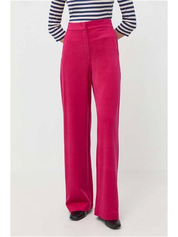 Kalhoty MAX & Co dámské růžová barva jednoduché high waist